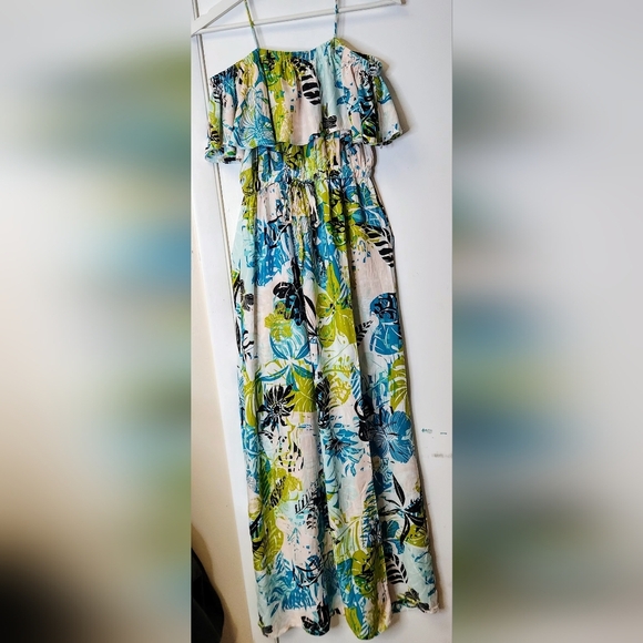 ATMOSPHERE Tropical Floral Off shoulder Cinched Tie Waist Maxi Dress Size 6 - Picture 9 of 16